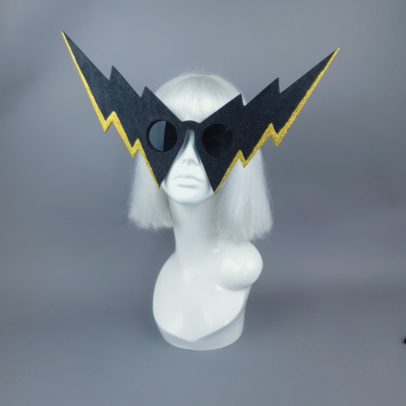 Villain Black & Gold Lightening Bolt Sunglasses