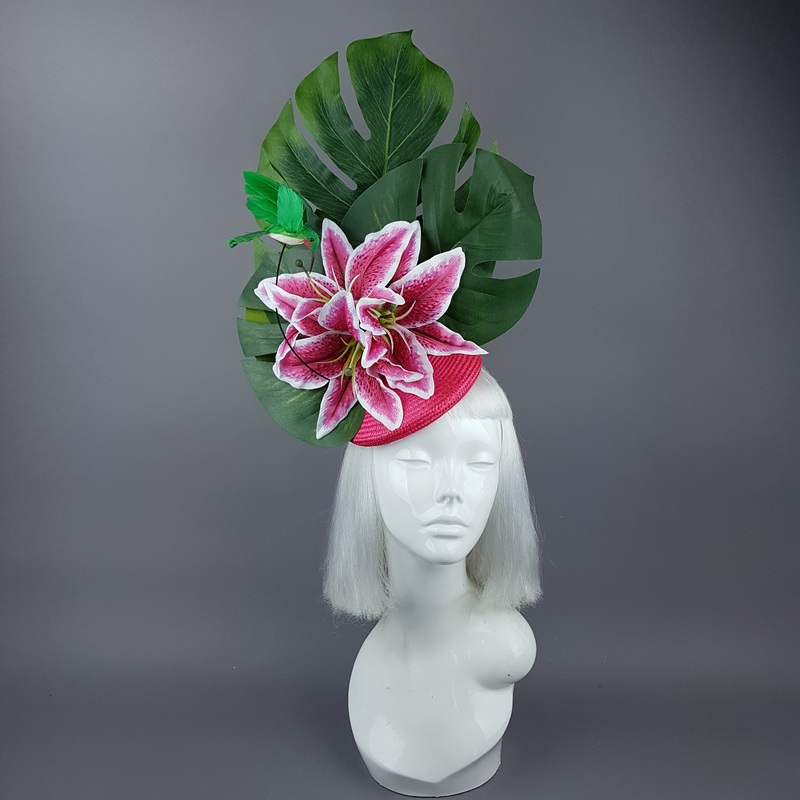 Vuelo Tropical Lily & Hummingbird Fascinator Hat