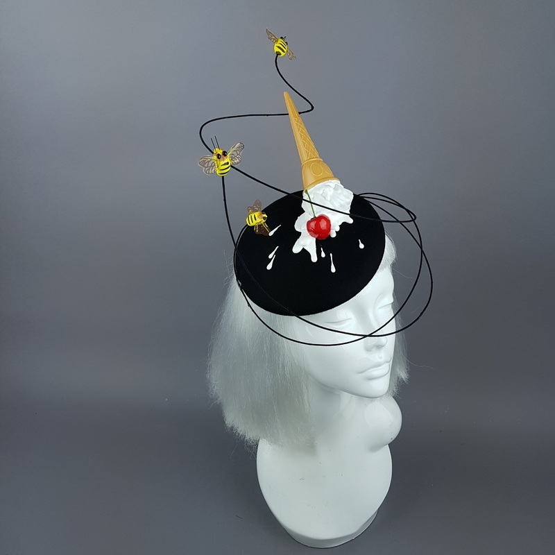 Whoopsie Dropped Ice-Cream & Bee Fascinator Hat