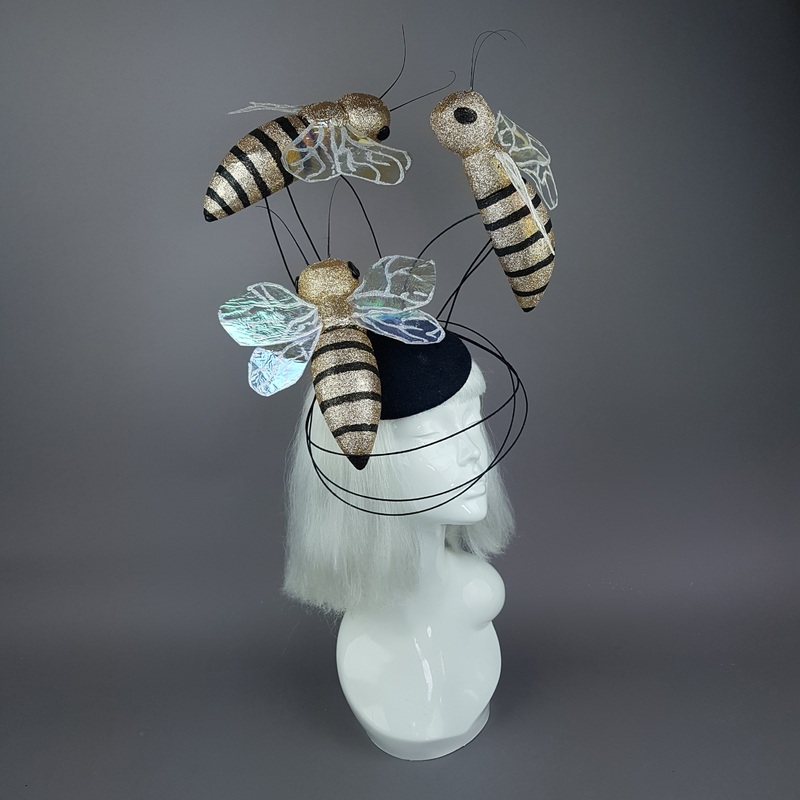 Abella Giant Bees Wired Veil Fascinator Hat