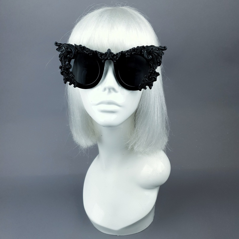 Dabria Black Filigree Ornate Sunglasses