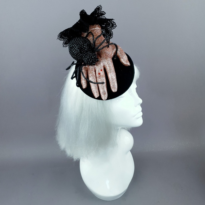 Dearly Departed Crystal Spider & Hand Halloween Hat