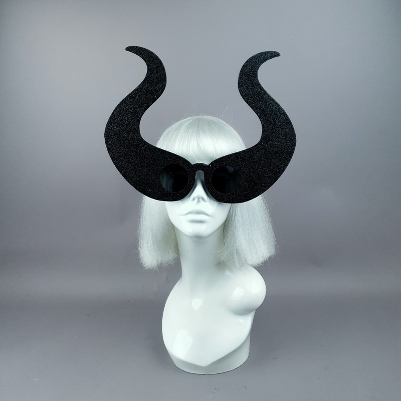 Deity Black Glitter Devil Horn Sunglasses
