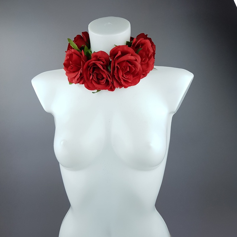 Embrace Red Rose Collar Neckpiece