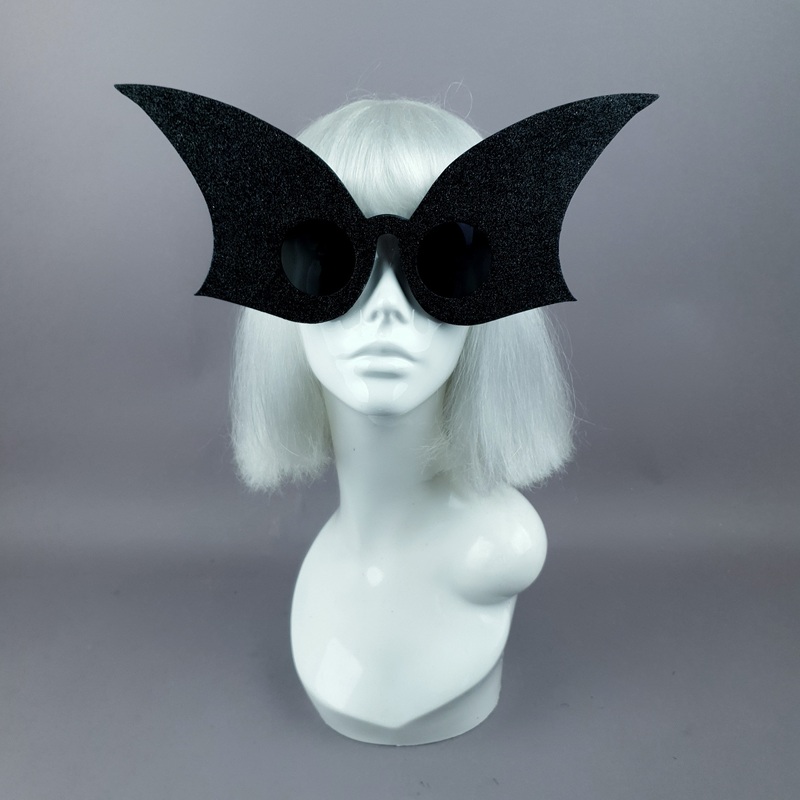 Eris Oversized Black Glitter Shaped Sunglasses