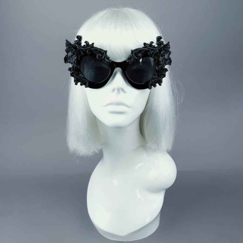 Deva Black Filigree Ganesh Catseye Sunglasses