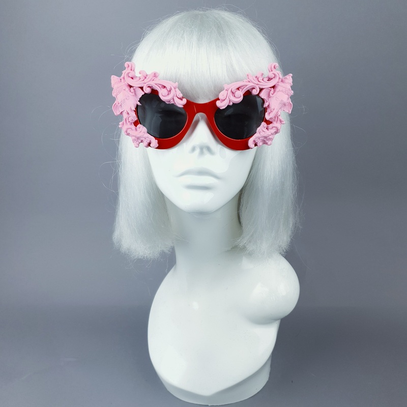 Deva Pink Filigree Ganesh on Red Catseye Sunglasses