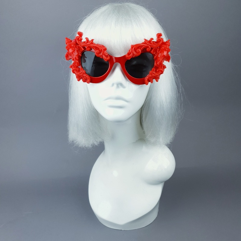 Deva Red Filigree Ganesh Catseye Sunglasses