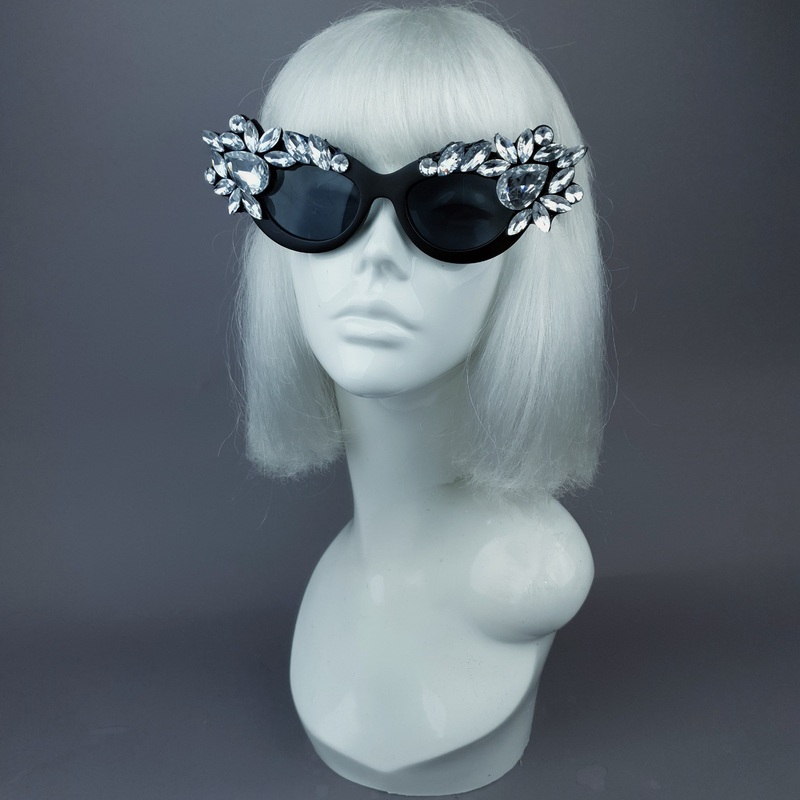 Diamanda Clear Diamante Jewel Cats Eye Sunglasses