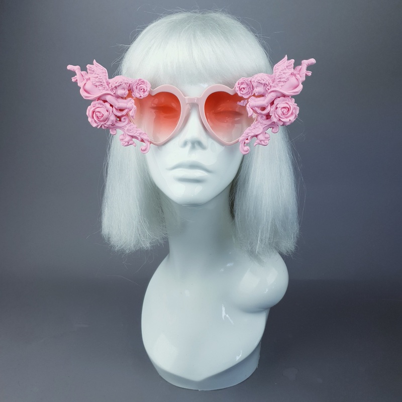 Doux Pastel Pink Heart Shaped Cherub Sunglasses