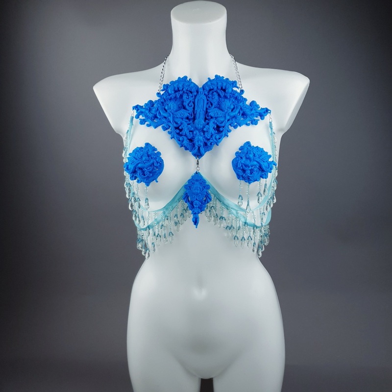 Erzulie Blue Filigree Nipple Pasties & Beading Body Jewellery