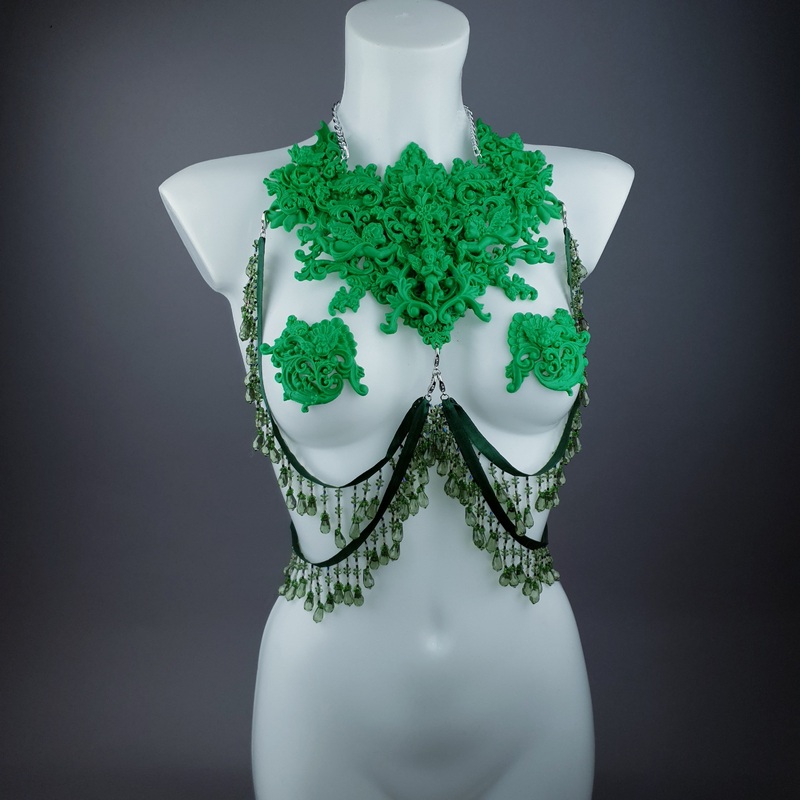 Invidia Green Filigree Nipple Pasties & Beading Body Jewellery