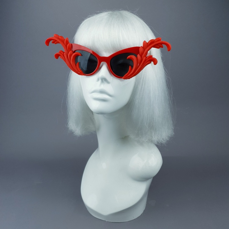 Kokoro Red OTT Filigree Statement Sunglasses