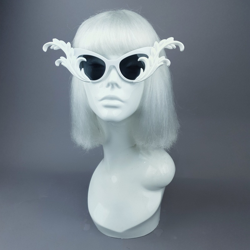 Kokoro White OTT Filigree Statement Sunglasses