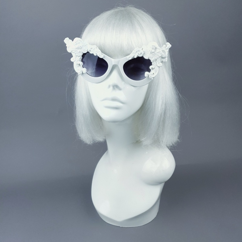 Lestat White Filigree Cherub Catseye Sunglasses