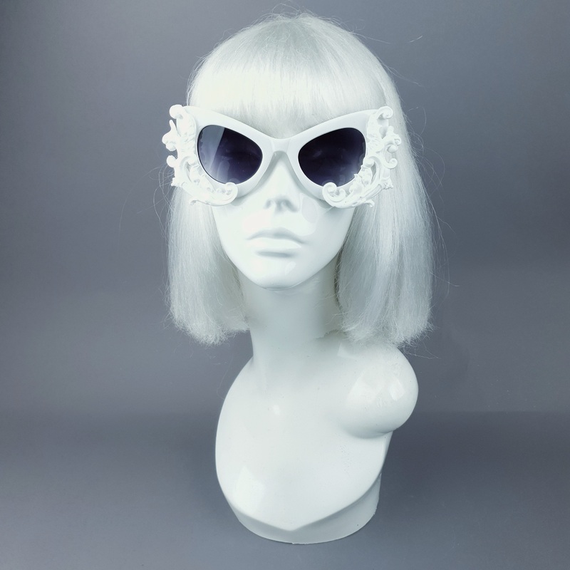 Valencia White Filigree Catseye Sunglasses