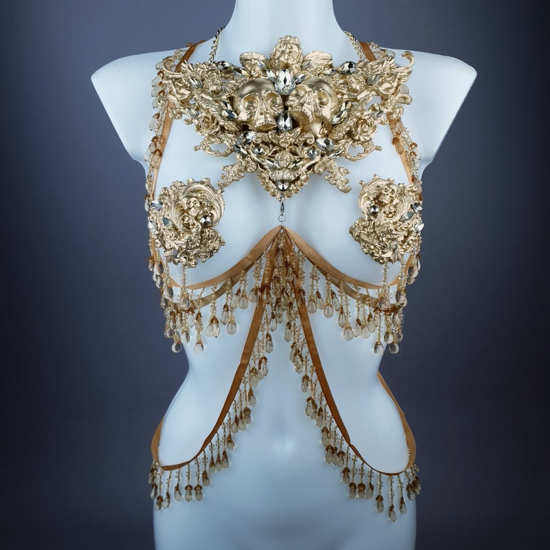 Visage Gold Filigree Beading Harness Body Jewellery