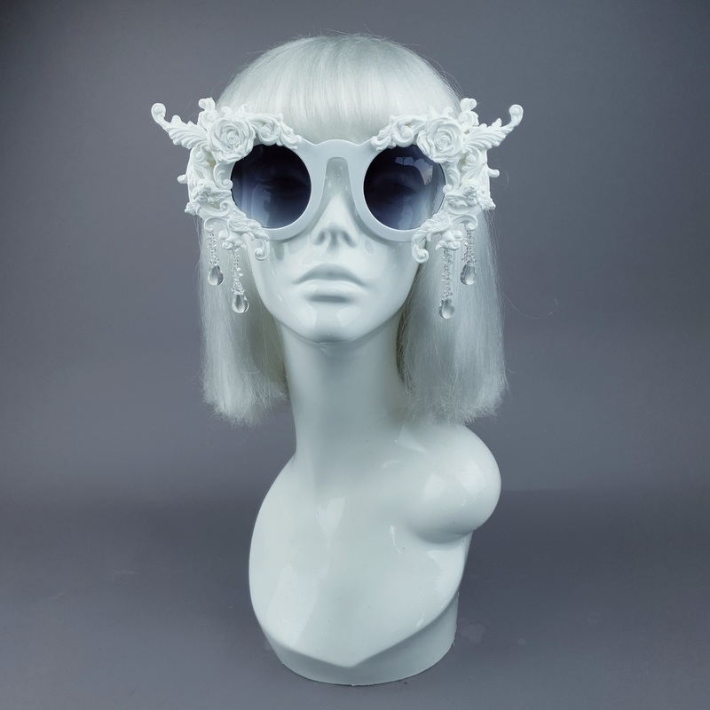 White Magick Filigree Ornate Sunglasses with Beading