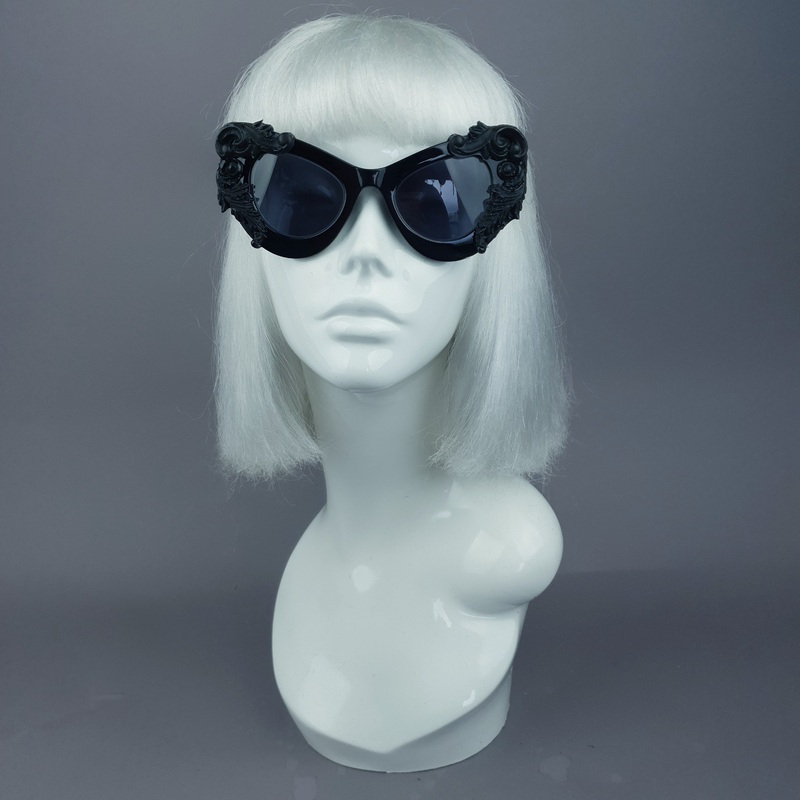 Amara Black Filigree & Scissors Catseye Sunglasses