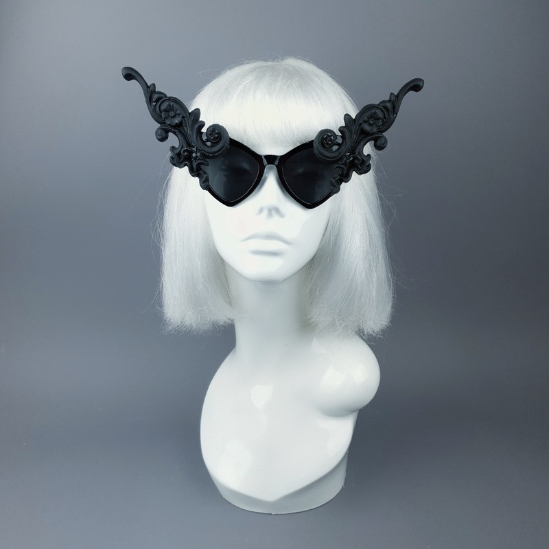 Bizia OTT Statement Black Filigree Catseye Sunglasses