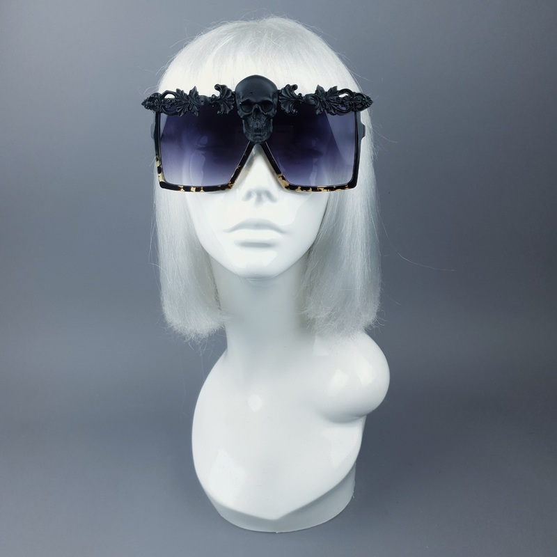 Crowley Black Skull Filigree Unisex Sunglasses