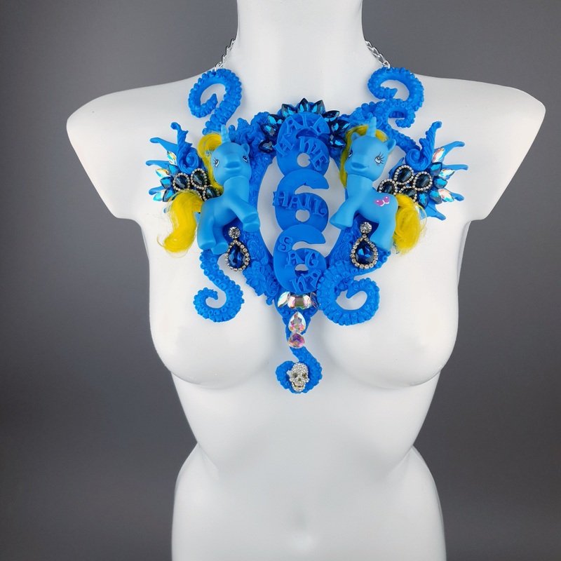 Hail Me Blue Pony & Filigree 666 Neckpiece
