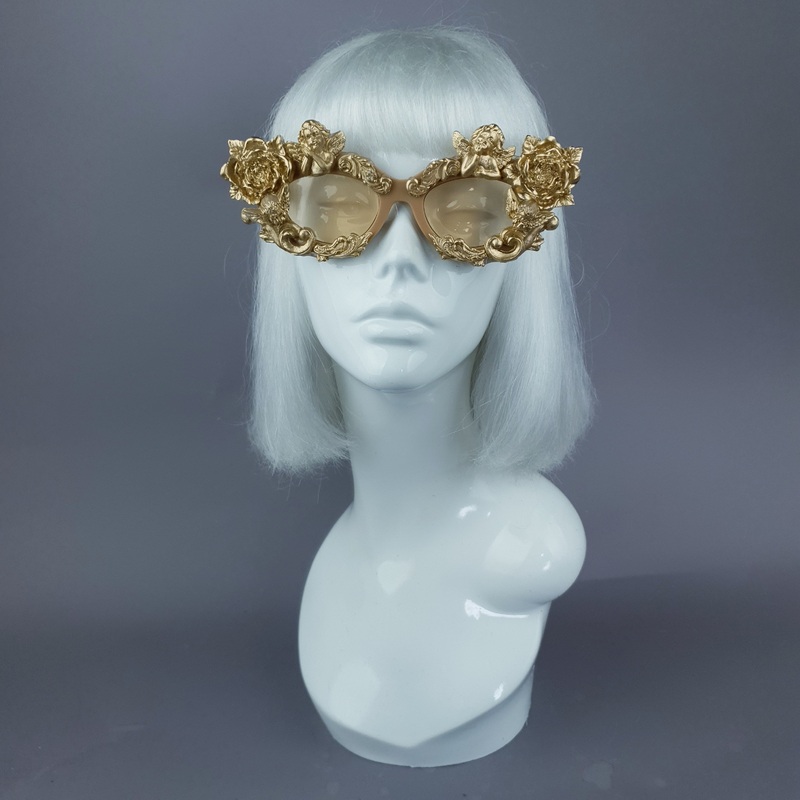 Immortal Gold Angel, Rose & Filigree Catseye Sunglasses