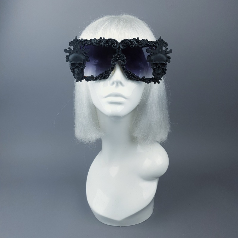 Infernum Black Skull Filigree Unisex Sunglasses