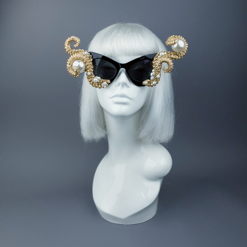 Ursula Gold & Pearl Octopus Kraken Tentacle Sunglasses
