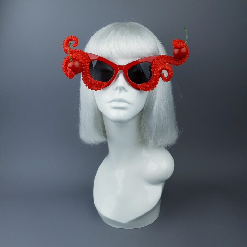 Ursula Red Octopus Kraken Tentacle & Cherry Sunglasses