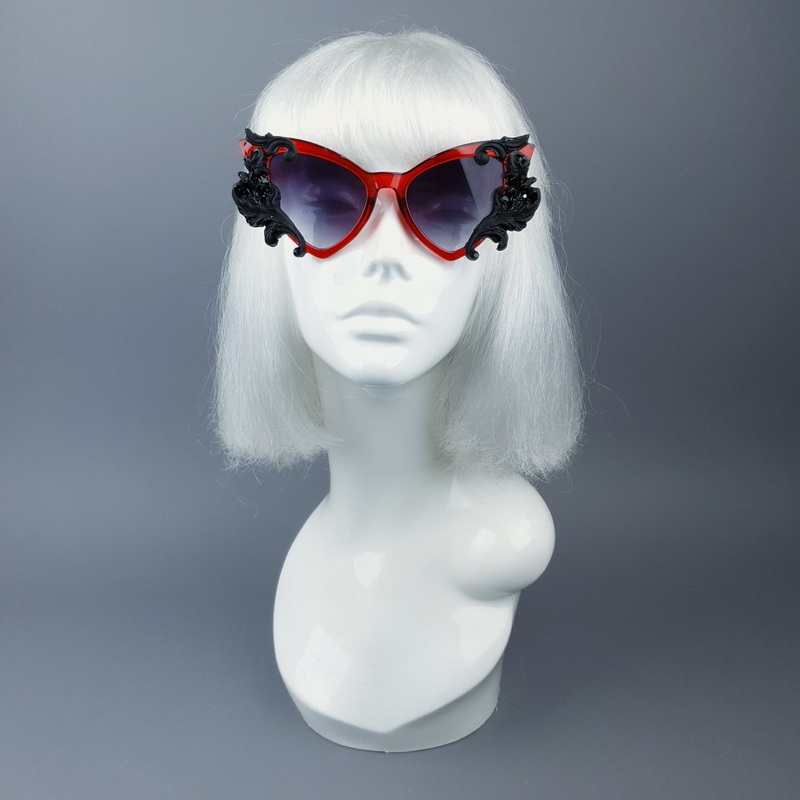 Vampyr Red & Black Filigree Catseye Sunglasses