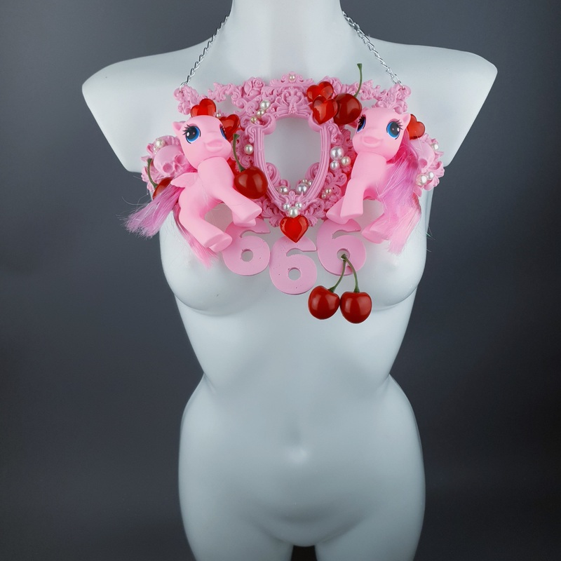 Babylon Pastel Pink Pony & Filigree 666 Neckpiece