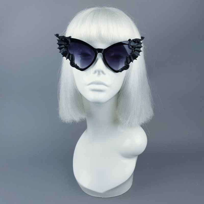 Bats In The Belfry Black Filigree Baroque Rococo Sunglasses
