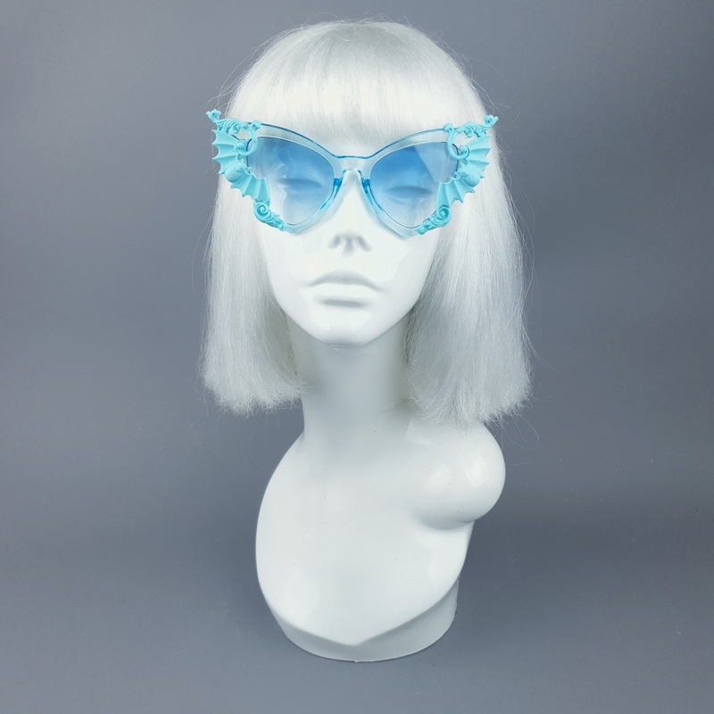 Bats In The Belfry Blue Filigree Baroque Rococo Sunglasses