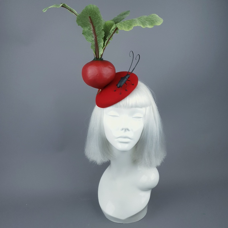 Buba Red Beetroot & Bug Fascinator Hat