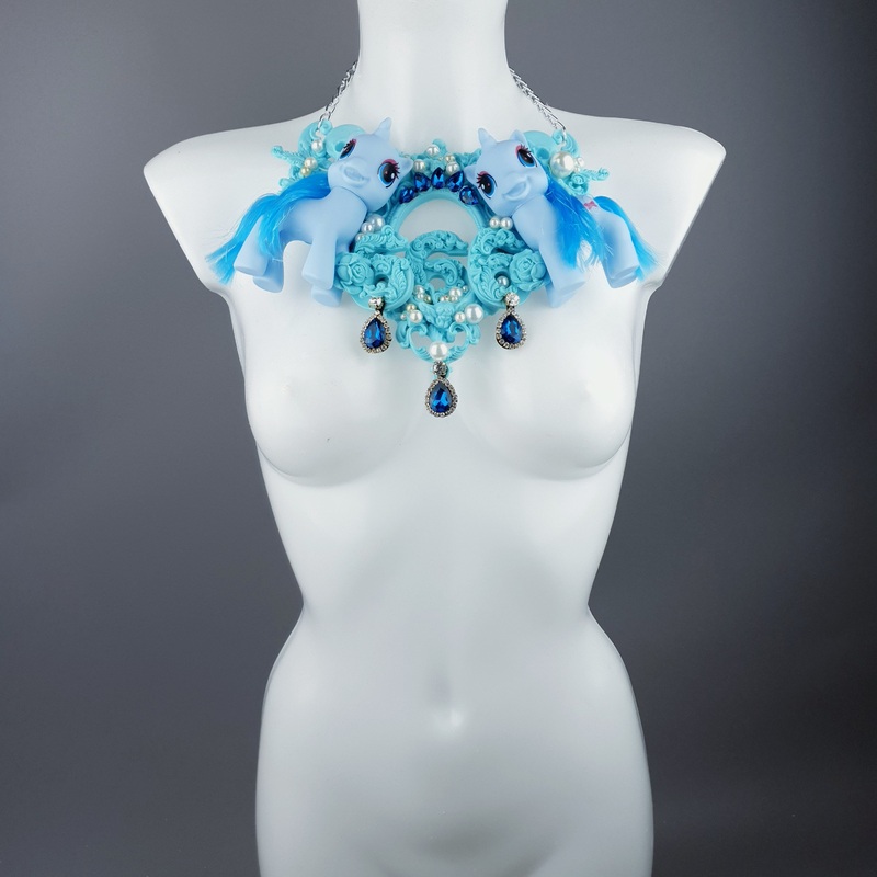 Diavolo Pastel Blue Pony & Filigree 666 Neckpiece