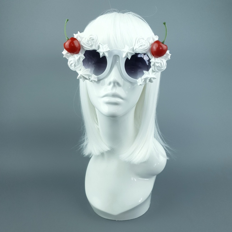 Fondant White Frosting Icing Cherry Sunglasses