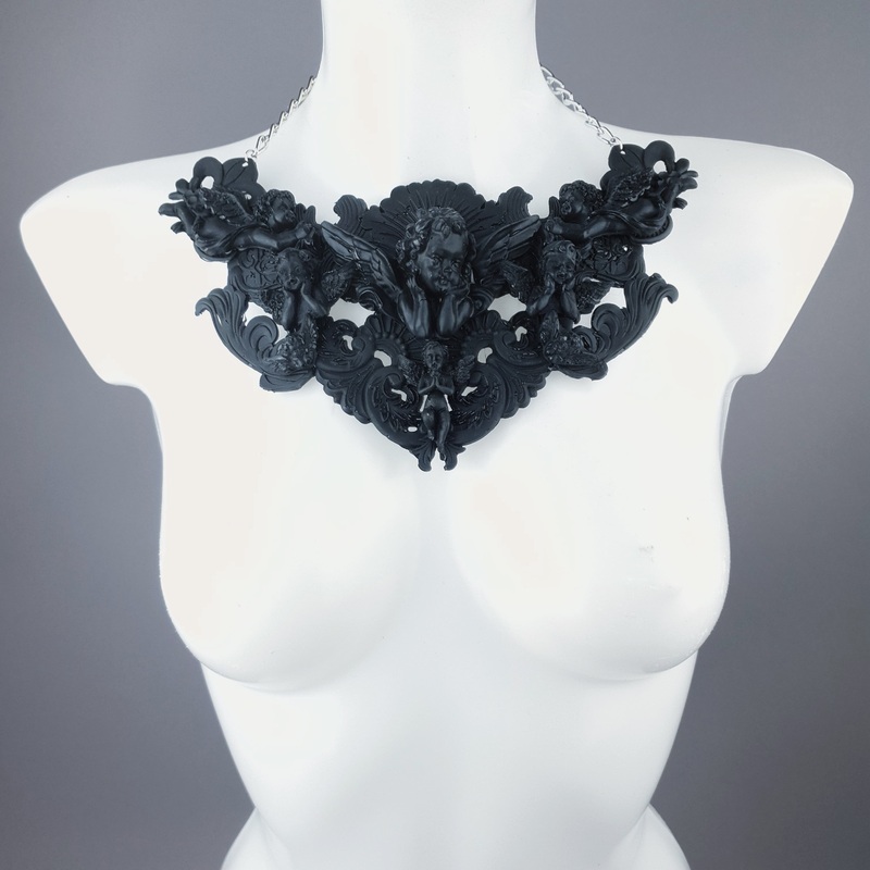Host Black Cherub & Filigree Necklace