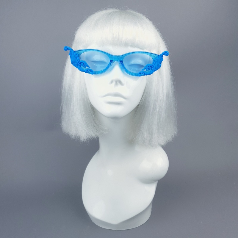 Jannah Blue Glitter Catseye  Sunglasses with Filigree