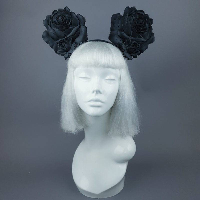 Oreille Giant Black Rose Ears Headband