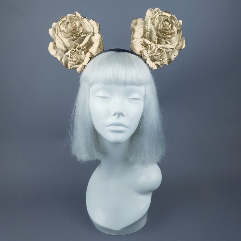 Oreille Giant Gold Rose Ears Headband