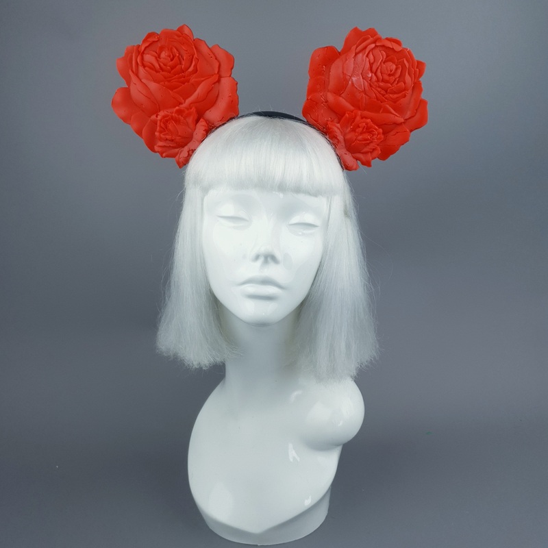 Oreille Giant Red Rose Ears Headband