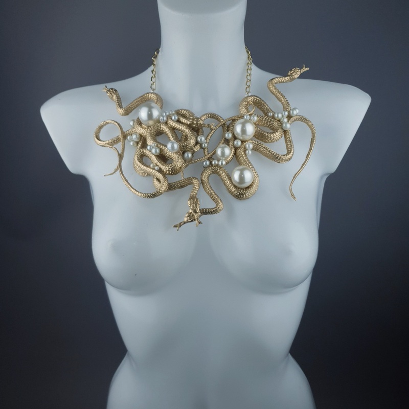 Pantherophis Nest of Gold Snakes Necklace