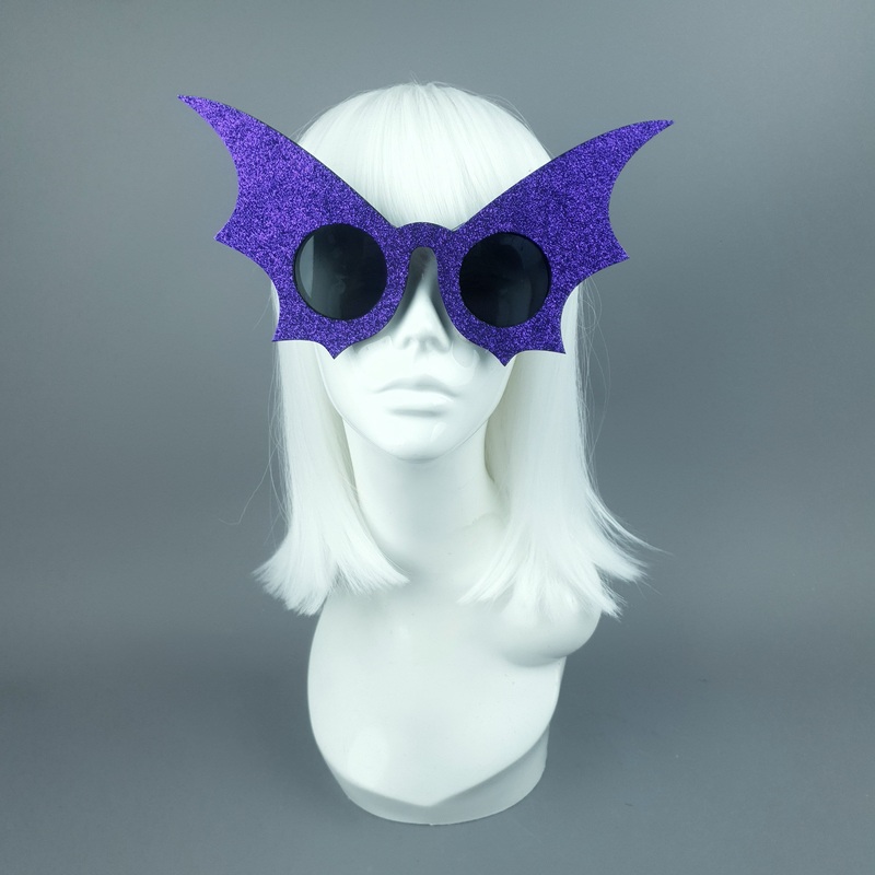 The Night Flier Purple Glitter Bat Wing Sunglasses