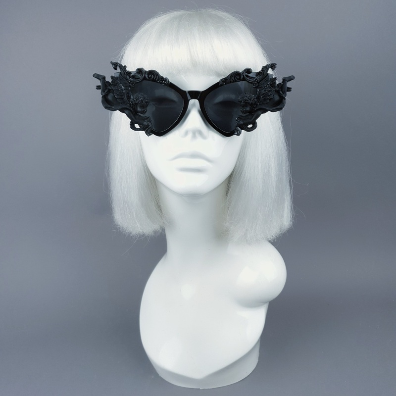 Uriel  Black Filigree Cherub Angel Sunglasses