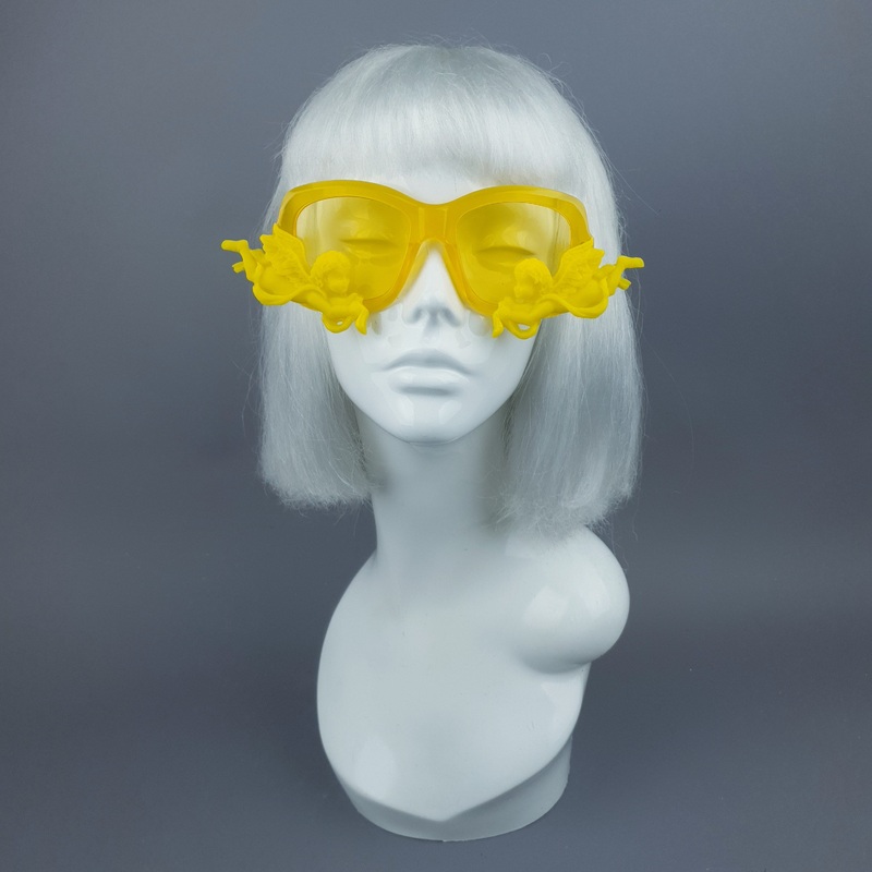 Walking on Sunshine Yellow Unisex Sunglasses with Cherubs