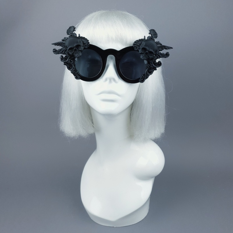 Weirdo Black Filigree & Skull Sunglasses