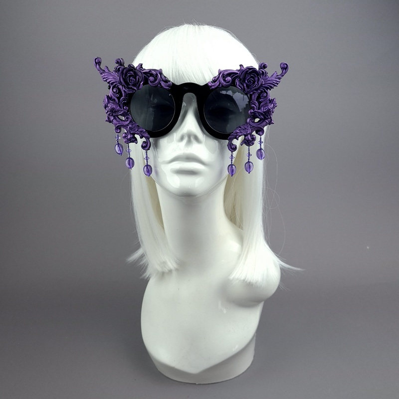 Black Magick Black & Purple Filigree Beading Sunglasses