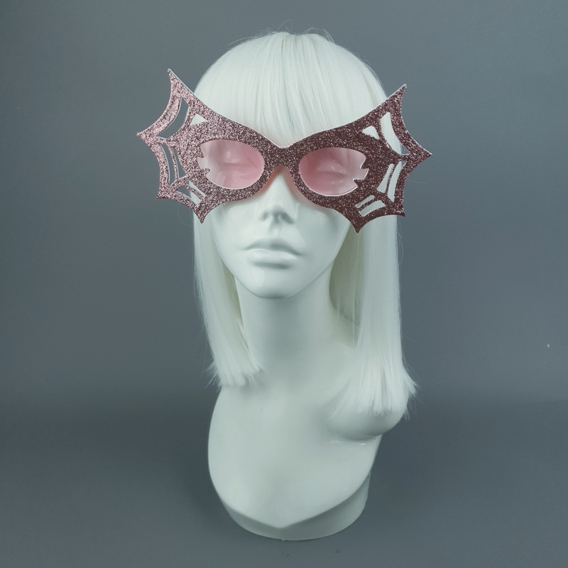 Black Widow Pink Glitter Spider Web Sunglasses