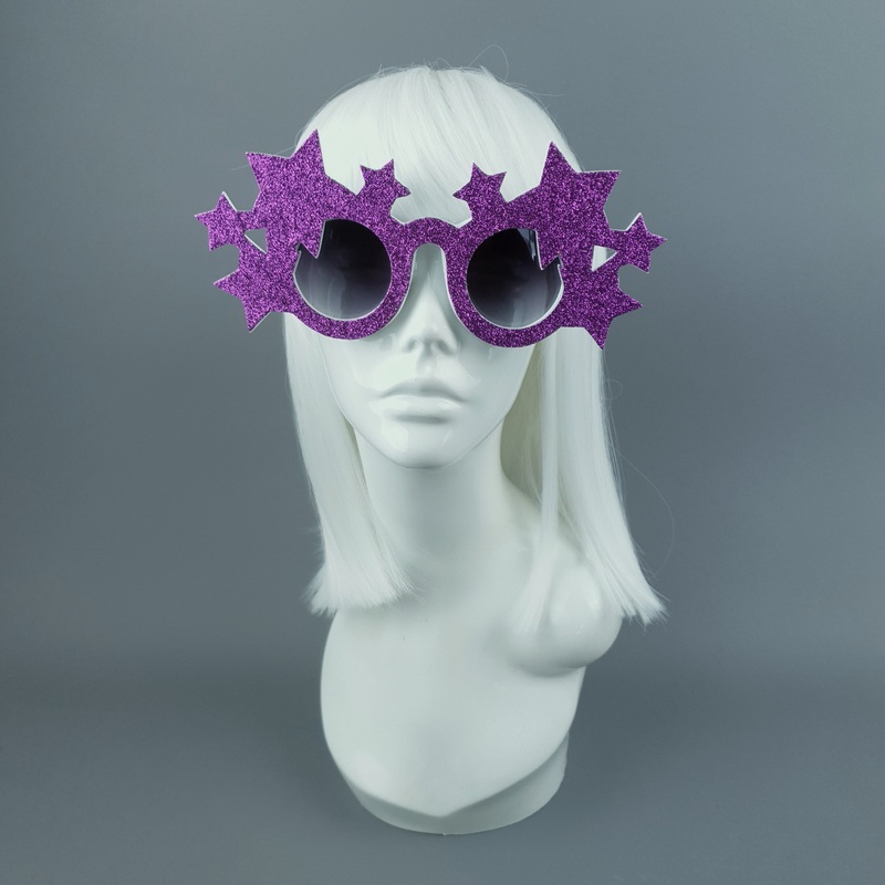 Bright Star Fuschia Glitter Stars Sunglasses